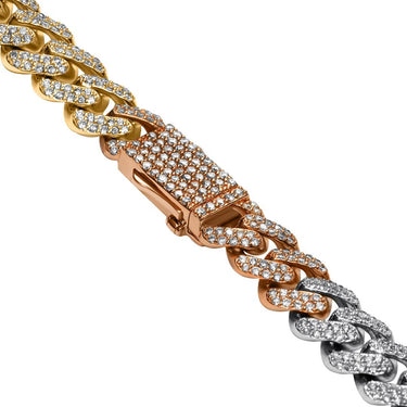 14k Tri Tone Gold Diamond Cuban Chain 12.0 ctw